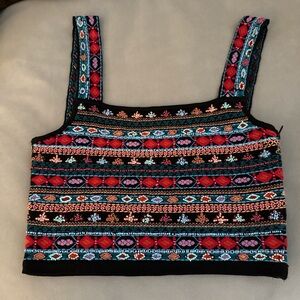 Zara Colorful Embroidered Women's Cropped Top